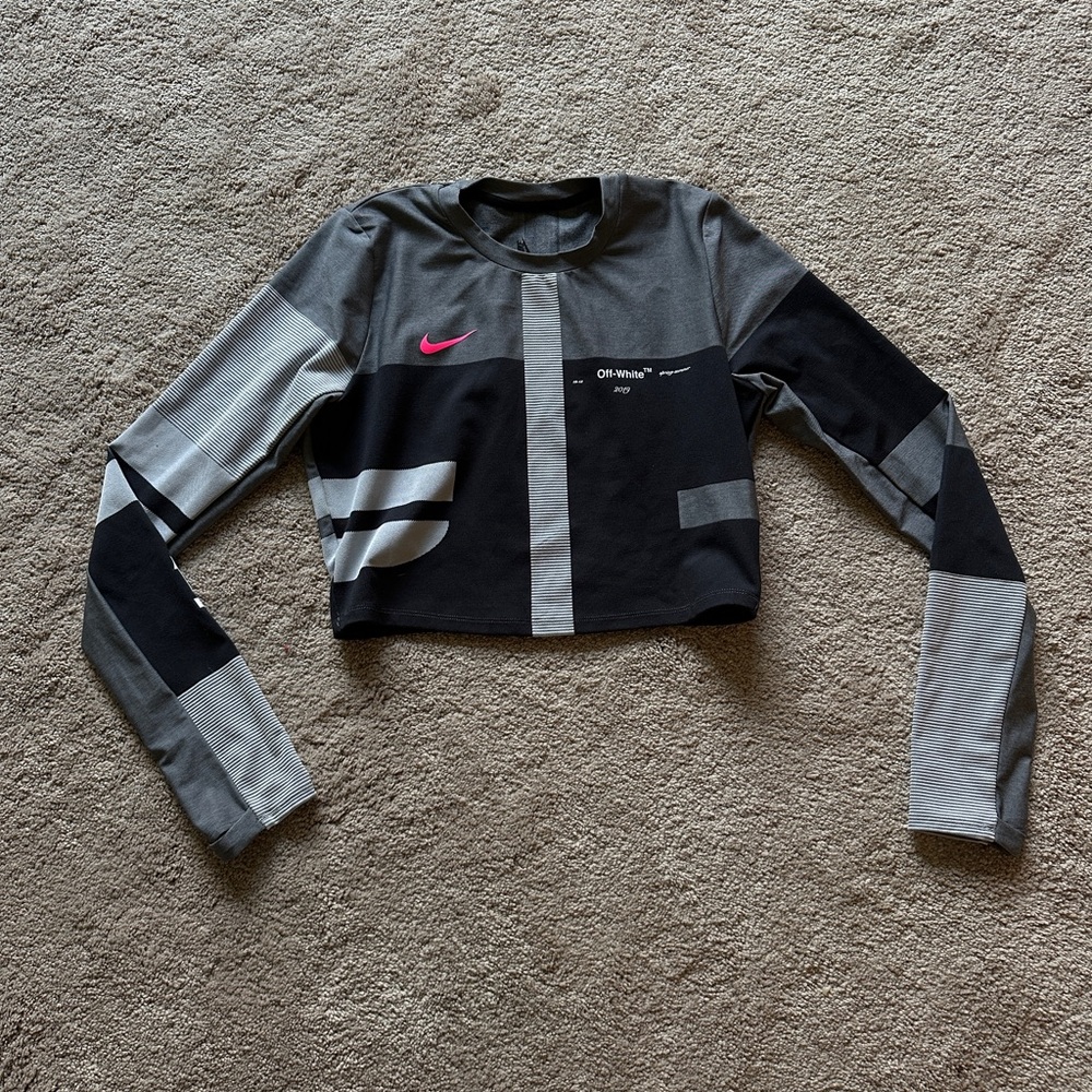 Off-White x Nike Women's running Black and Gray Crop Top